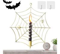 Halloween Candle Holder, Spider Web Decor, Black, Silver,Gold, Gothic Wall Sconce Mount, Festive Candle Stand for Interior Party Hallway Bedroom Holiday Setup Festival Home Accent