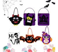 Halloween Candy Bag, Felt Candy Pouches, 6 Pieces Trick or Treat , 11.61x7.4 Inches, Wrapped Favors Supplies Pack for Christmas, Fall, Birthday, School, Classroom, Students, Stocking Stuffers