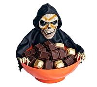 Halloween Candy Bowl - Animated Screaming Skeleton Candy Holder | Spooky Creepy Gothic Motion Activated Treat Bowl for Trick or Treatt, Haunted House, Party and Halloween Table Decor