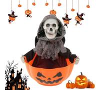 Halloween Candy Bowl, Halloween Candy Dishes Decorative with LED Eyes and Sound, Screaming Witch Holder with Light up Red Eyes and Creepy Sound Scary, for Trick Candys Holder Prank Props(1PC)