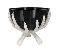Halloween Candy Bowl, Skeleton Hand Dish, 5.12x5.12x3.94 Inches Gothic Treat Holder, Decorative Serving Tray, Black Resin Bowl, Ideal for Spooky Home, Kitchen, Table, Party, Living Room, Decor