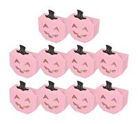Halloween Candy Boxes, Pumpkin Treat Container, Fall Party Favor, Cute Pink Paper Design, Pumpkin Face Print, Snack Display for Events Kids Present, 3.54x1.57x2.76 Inches Pink 10 Pieces