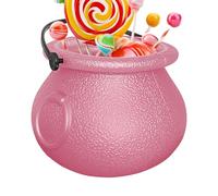 Halloween Candy Bucket, Reusable Trick or Treat Pot with Handle, Festive Candy Holder Prop, Perfect for Kids Adults Girls Boys Toddler, Indoor Outdoor Halloween Party Events, 5.3cm Pink Black Gold