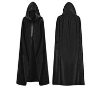 Halloween Cape à Capuche Unisexe Manteau de Vampire Mort Déguisement Diable Magicien Capuchon Long Velours Costume Cosplay Prince Princesse Party Fantaisie Fête Robe de Sorciere Medievale Gothique