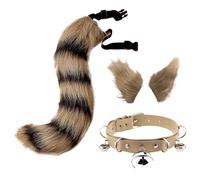 Halloween Capot Médiéval Vert Ensemble Bandeau et Queue d Oreille Animal Artificiel, Accessoire de Costume pour Déguisement Cosplay Mo Dao Zu Shi(A,Taille Unique)