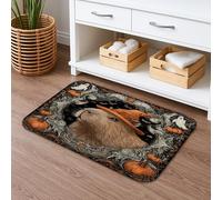 Halloween Capybara Tapis de bain à séchage rapide, motif citrouille, fantôme, absorbant, antidérapant, confortable, en flanelle, lavable pour décoration de salle de bain, 40,6 x 61 cm