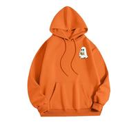 Halloween Cardigans Longs pour Femmes Grande Taille Sweat-Shirt à Capuche imprimé Femmes, col Rond, Manches Longues Manteaux Habillée(Orange,M)