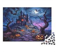 Halloween Casse-tête 1000 Pièces avec Emboîtement Parfait, Grand Puzzle Châteaupuzzle De Détente pour La Décoration Murale DIY, Secret Santa Original 70x50cm/1000pcs