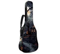 Halloween Castle Decor Sac pour guitare acoustique 55,9 cm, 104,7 cm, 106,7 cm avec bandoulière réglable, sac pour guitare électrique, basse, guitare classique, ukulélé, Décoration de château