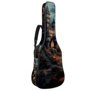 Halloween Castle Decor Sac pour guitare acoustique 86,4 cm, 106,7 cm, 106,7 cm avec bandoulière réglable, sac pour guitare électrique, basse, guitare classique, ukulélé, Décoration de château