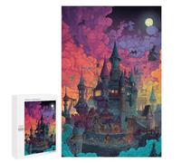 Halloween Castle Night Sky Puzzle 1000 Pièces Educa Jouet en Bois Cadeau Unique Décoration Intérieure Jeu Éducatif Challenge Toy Adultes Et Enfants À Partir De 14 Ans 1000 PCS