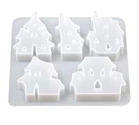 Halloween Castle Silicone Mold 13cm 5 Cavity Ghost House Candle Craft