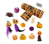 Halloween Cat Channel Toy Set - Interactive Tunnel Play, 3 Way Activity Toy | Bell Ball Peste Kitten Toy, Indoor Rabbit Entertainment, Foldable Cat Play Tunnel, Festive Holiday Fun Ac