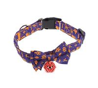 Halloween Cat Collar Festive Bow à nœud Papillon détachable pour Chats Chiens pour Photo Accessoires en Toute sécurité Confortable Usure Violet avec Citrouille