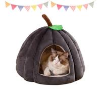 Halloween Cat House, Pumpkin Cat Bed, Cute Pumpkin Shape Cats Cave Bed Cats Tent with Removable Cushion, for Indoor Kitte and Small Dogs (L,Gray)
