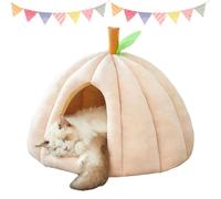 Halloween Cat House, Pumpkin Cat Bed, Cute Pumpkin Shape Cats Cave Bed Cats Tent with Removable Cushion, for Indoor Kitte and Small Dogs (S,Pink)