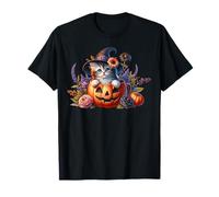 Halloween Cat in Pumpkin Face Coffee Mug Kitten for Cat Lady T-Shirt