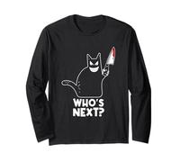 Halloween Cat Lover Black Cat Whos Next Manche Longue