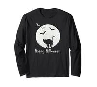 Halloween Cat Moon I Bat Pumpkin Halloween Manche Longue