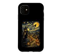 Halloween Cat Starry Night Van Gogh Art Pumpkin Costume Coque pour iPhone 11