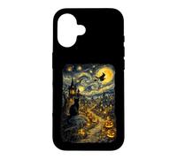 Halloween Cat Starry Night Van Gogh Art Pumpkin Costume Coque pour iPhone 16