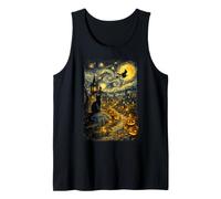 Halloween Cat Starry Night Van Gogh Art Pumpkin Costume Débardeur