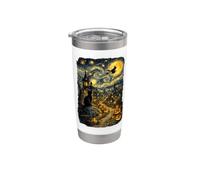 Halloween Cat Starry Night Van Gogh Art Pumpkin Costume Gobelet isotherme en acier inoxydable double paroi
