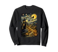 Halloween Cat Starry Night Van Gogh Art Pumpkin Costume Sweatshirt