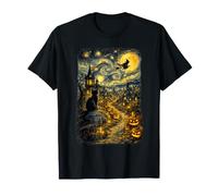 Halloween Cat Starry Night Van Gogh Art Pumpkin Costume T-Shirt