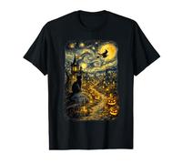 Halloween Cat Starry Night Van Gogh Art Pumpkin Costume T-Shirt Graphique avec Valeur