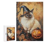 Halloween Cat with Jack-o'-Lantern-1 Puzzle 300 Pièces Educa Jouet en Bois Cadeau Unique Décoration Intérieure Jeu Éducatif Challenge Toy Adultes Et Enfants À Partir De 14 Ans 300 PCS