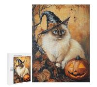 Halloween Cat with Jack-o'-Lantern-1 Puzzle 500 Pièces Educa Jouet en Bois Cadeau Unique Décoration Intérieure Jeu Éducatif Challenge Toy Adultes Et Enfants À Partir De 14 Ans 500 PCS