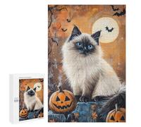 Halloween Cat with Pumpkins Puzzle 1000 Pièces Educa Jouet en Bois Cadeau Unique Décoration Intérieure Jeu Éducatif Challenge Toy Adultes Et Enfants À Partir De 14 Ans 1000 PCS