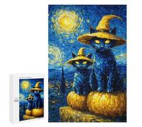 Halloween Cats in Witch Hats Puzzle 1000 Pièces Educa Jouet en Bois Cadeau Unique Décoration Intérieure Jeu Éducatif Challenge Toy Adultes Et Enfants À Partir De 14 Ans 1000 PCS