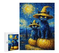 Halloween Cats in Witch Hats Puzzle 1000 Pièces Educa Jouet en Bois Cadeau Unique Décoration Intérieure Jeu Éducatif Challenge Toy Adultes Et Enfants À Partir De 14 Ans 500 PCS