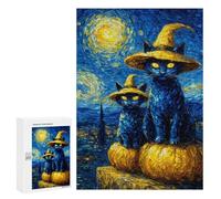 Halloween Cats in Witch Hats Puzzle 300 Pièces Educa Jouet en Bois Cadeau Unique Décoration Intérieure Jeu Éducatif Challenge Toy Adultes Et Enfants À Partir De 14 Ans 300 PCS