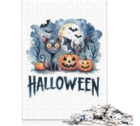 Halloween Cats & Pumpkins Puzzle 1000 Pieces Cadeau Unique Jeu Éducatif Défi Jouet À De Qualité Supérieure Peinture Art pour Adultes Enfants 500pcs (52x38cm)