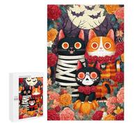 Halloween Cats with Flowers Puzzle 1000 Pièces Educa Jouet en Bois Cadeau Unique Décoration Intérieure Jeu Éducatif Challenge Toy Adultes Et Enfants À Partir De 14 Ans 1000 PCS