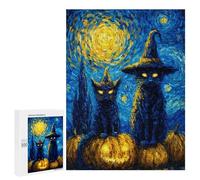 Halloween Cats with Pumpkins-4 Puzzle 1000 Pièces Educa Jouet en Bois Cadeau Unique Décoration Intérieure Jeu Éducatif Challenge Toy Adultes Et Enfants À Partir De 14 Ans 500 PCS