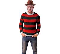 Halloween Cauchemar Pullover Sweater Effrayant Design Effrayant Rayures Vêtements Effrayant Rouge foncé Noir Rayures Mode Halloween, Taille : 52 - 54 (L) Couleur : Multicolore