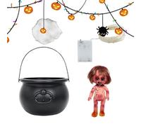 Halloween Cauldron Avec Lumières - Cauldron Halloween Decor | Costumes Sombre Pour | Cauldron Noir Avec Lumières LED | Construction Robuste Objets Effrayants Pour L'entrée, Fête D'Halloween