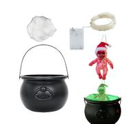 Halloween Cauldron Avec Lumières - Cauldron Halloween Decor | Costumes Sombre Pour | Cauldron Noir Avec Lumières LED | Construction Robuste Objets Effrayants Pour L'entrée, Fête D'Halloween