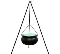 Halloween Cauldron, Black Tripod Pot, Vintage Light-Up Decoration, Flickering Flame Effect, Outdoor Indoor Prop for Haunted House, Garden, Porch, Party Use, 9.84x35.43 inches