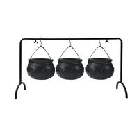 Halloween Cauldron Bowl - 21.65x11.81x6.1 Inches, Candy Holder Small Witches Cauldron | Candy Servers Black Pots, Home Decor, 3 Pcs Cauldrons On Rack, Halloween Decorations Party Supplies