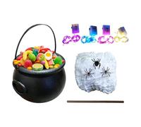 Halloween Cauldron Bubbling Black Bowl Decor Kit with Lights | Cauldron décoratif pour table Party Room Kitchen Home