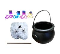 Halloween Cauldron Bubbling Candy Bucket Decor Kit with Lights Cauldron