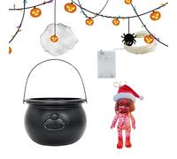 Halloween Cauldron Con - Cauldone Noir avec A LED | Sturdy Costruzione Stuffi Piano Spaventoso | Lampada Da Paulderone Da Stregone Interne avec Bagliore Vert | Decoraione Della Tavol