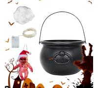 Halloween Cauldron Con - Cauldone Noir avec A LED | Sturdy Costruzione Stuffi Piano Spaventoso | Lampada Da Paulderone Da Stregone Interne avec Bagliore Vert | Decoraione Della Tavol