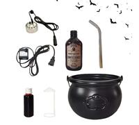 Halloween Cauldron Decor, Floating Potion Bottles with Mist Diffuser, Spooky Light-Up Prop with Effects, (1 Set), for Kitchen, Yard, Garden, Mantel, Indoor Room, Party Table Display