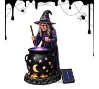 Halloween Cauldron Light - Solar Resin Witch Garden Path Glow